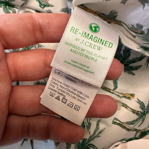 JCREW Palm Trees Tropical Printed Cotton Button Down Puff Sleeve Top Size Medium - Picture 6 of 7